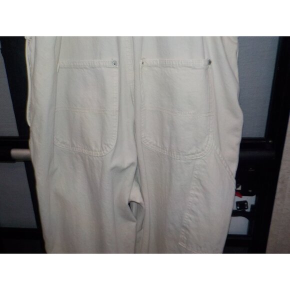 Old Navy Off White Denim Overalls w/side Buttons Pockets Plus Size Women's 16 - Picture 4 of 5